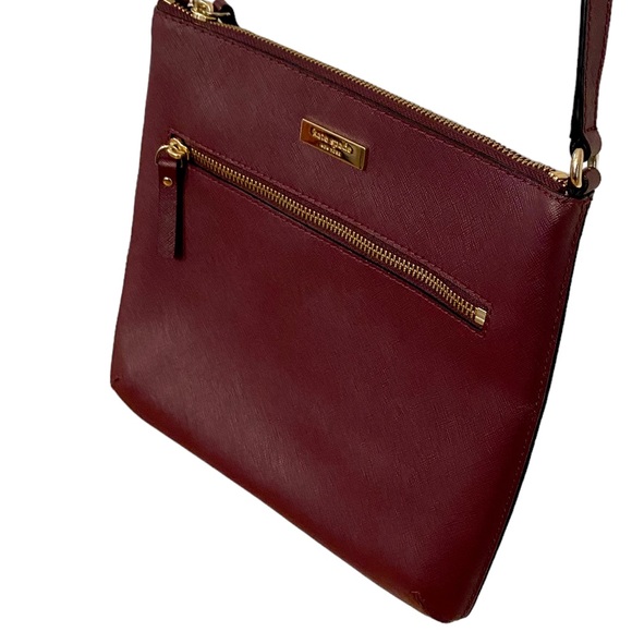 KATE SPADE PLUM LAUREL SAFFIANO LEATHER CROSSBODY LAVENDER KS JACQUARD INTERIOR - Picture 10 of 16